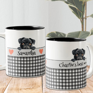 Dog Mom Watercolor Pug Custom Two-Tone Coffee Mug