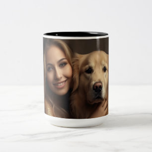 Dog Mom Wifey Modern Black Script White Womens Two-Tone Coffee Mug