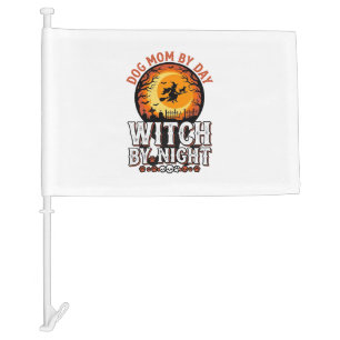 Dog Mom Witch By Night Vintage Halloween Shirt_1 Car Flag
