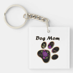 Dog Mom With Paw Keychain