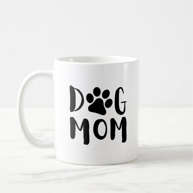 Dog Mom with Paw Print | Funny Coffee Mug (Left)