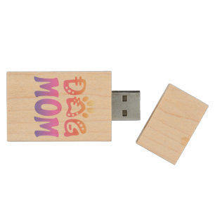 Dog Mom Wood Flash Drive