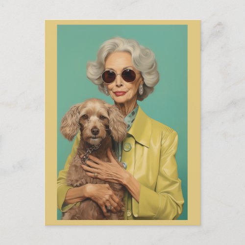 Dog Mom Yellow Mint Green Postcard