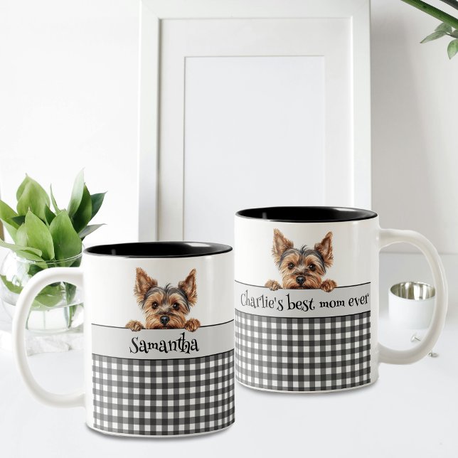 Dog Mom Yorkie Custom Two-Tone Coffee Mug (Creator Uploaded)