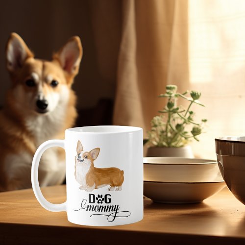 Dog Mommy Cute Corgi Lover Watercolor  Coffee Mug