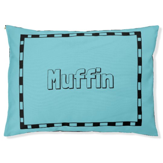 DogMonogramBedStylishBlueBlackBorder Pet Bed