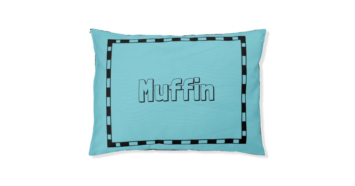 DogMonogramBedStylishBlueBlackBorder Pet Bed