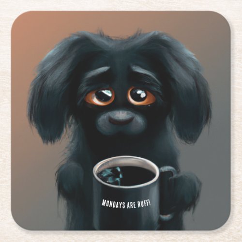 Dog Monster Mondays Are RUFF Personalized Text Square Paper Coaster