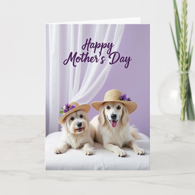 Dog Mothers Day Floral Hat Card (Front)
