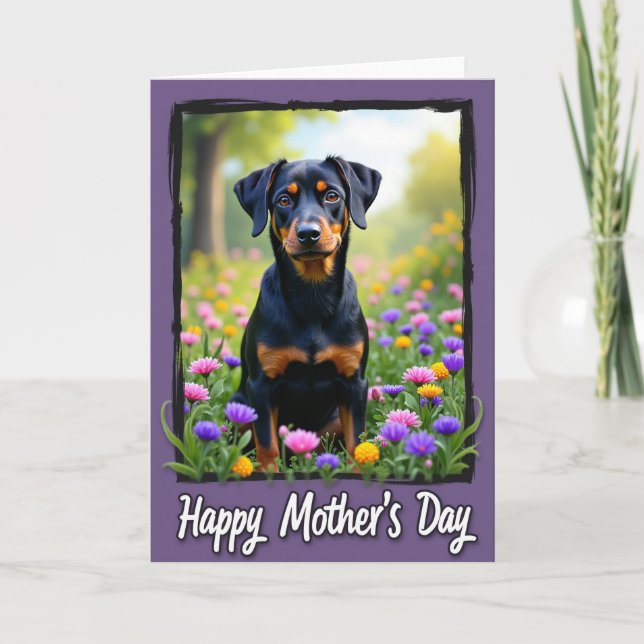 Dog Mothers Day Floral Meadow Card (Front)