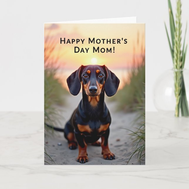 Dog Mothers Day Mom Illustration Card (Front)