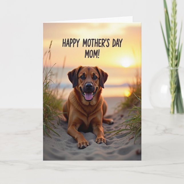 Dog Mothers Day Seaside Smile Card (Front)