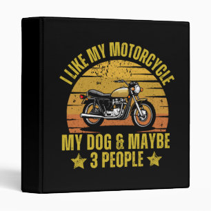 Dog Motorcycle 3 Ring Binder