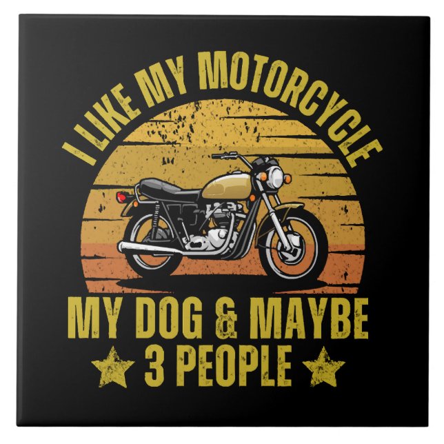 Dog Motorcycle Ceramic Tile (Front)