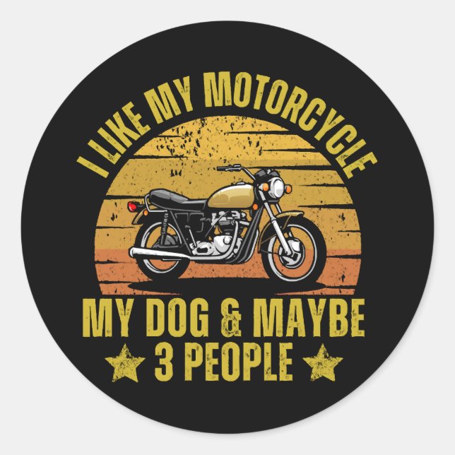 Dog Motorcycle Classic Round Sticker (Front)