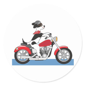Dog Motorcycle Classic Round Sticker