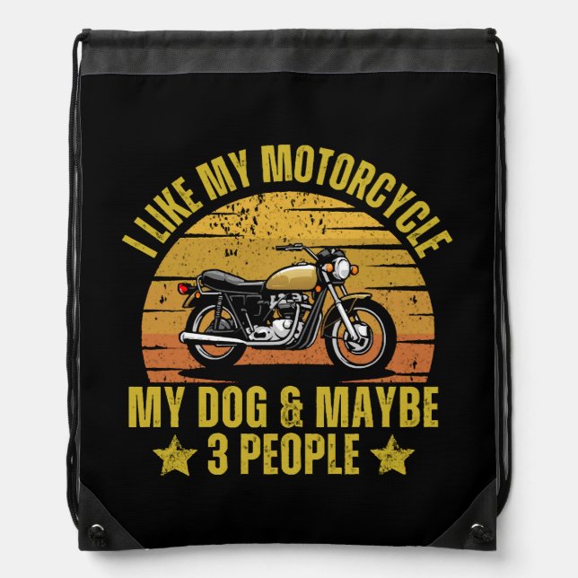 Dog Motorcycle Drawstring Bag (Front)