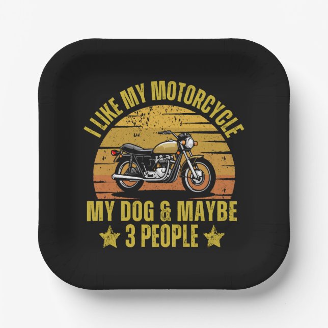 Dog Motorcycle Paper Plates (Front)