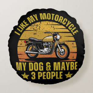 Dog Motorcycle Round Pillow