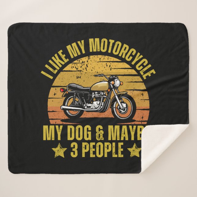 Dog Motorcycle Sherpa Blanket (Front (Horizontal))