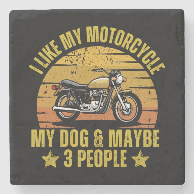 Dog Motorcycle Stone Coaster (Front)