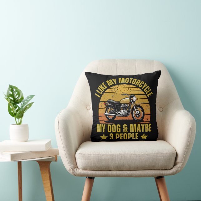 Dog Motorcycle Throw Pillow (Chair)