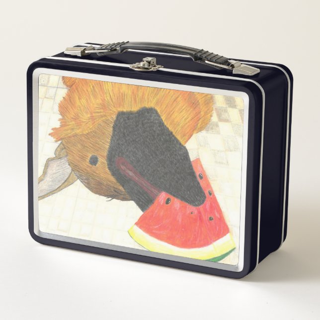 Dog mouth and watermelon metal lunch box (Front)