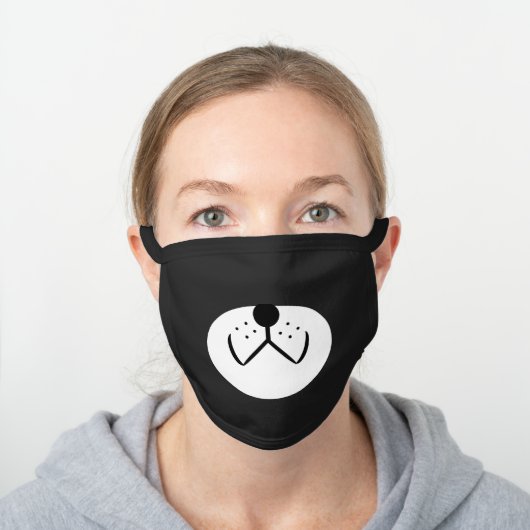 Dog Mouth Black Cotton Face Mask (Worn)