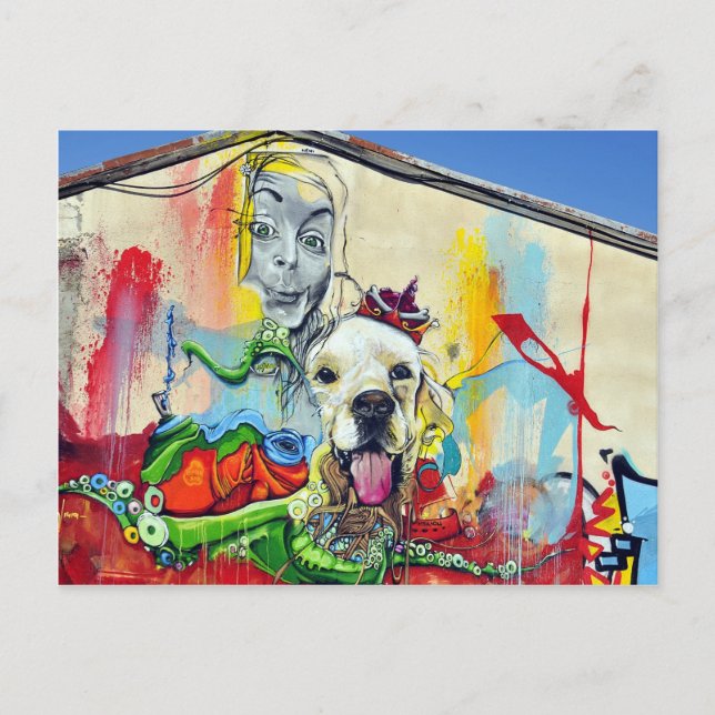 Dog Mural Graffiti Postcard (Front)