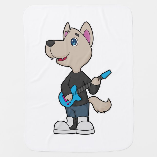 Dog Musician Guitar Music Baby Blanket (Front)