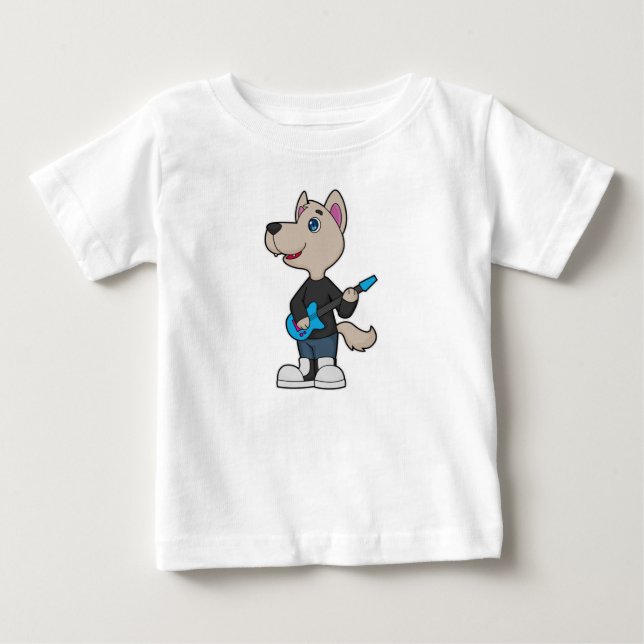 Dog Musician Guitar Music Baby T-Shirt (Front)