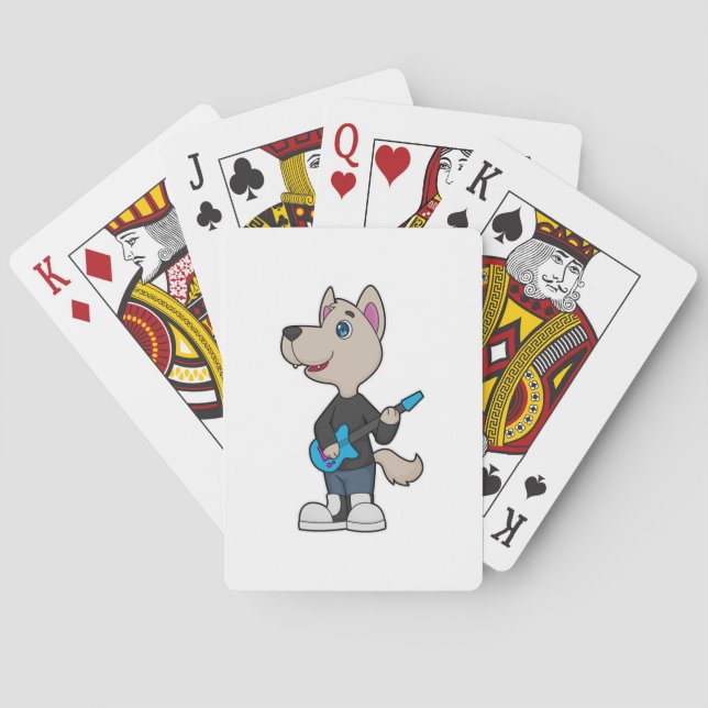 Dog Musician Guitar Music Poker Cards (Back)