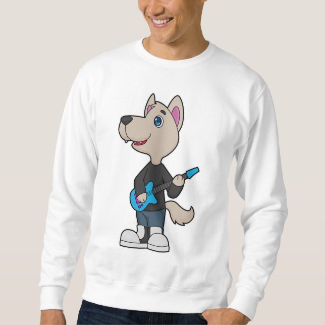 Dog Musician Guitar Music Sweatshirt (Front)