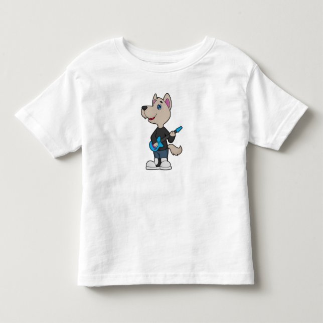 Dog Musician Guitar Music Toddler T-shirt (Front)