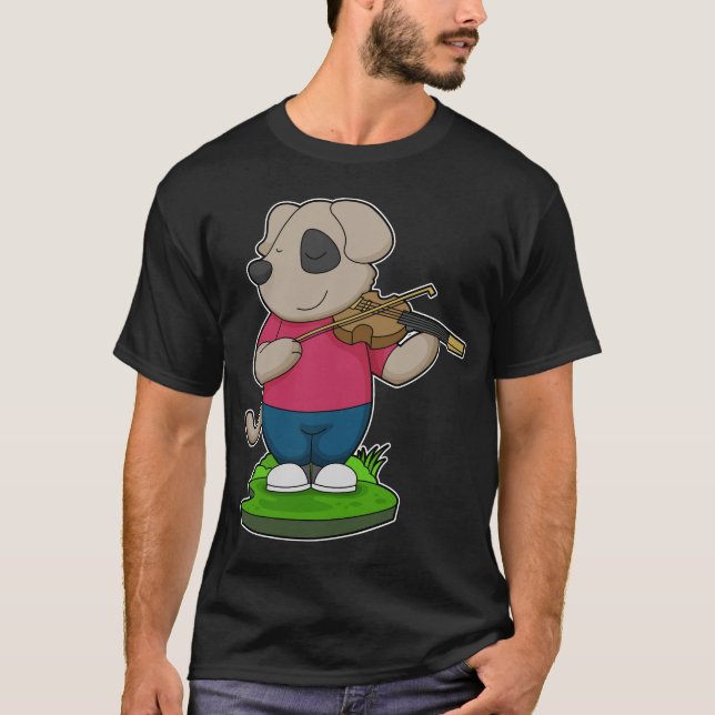 Dog Musician Violin Music T-Shirt (Front)