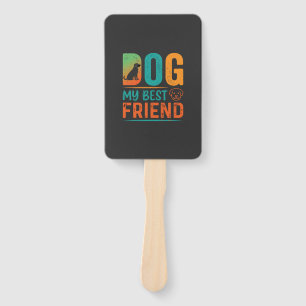 Dog My Best Friend Retro Design Hand Fan