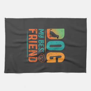 Dog My Best Friend Retro Design Kitchen Towel