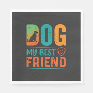 Dog My Best Friend Retro Design Napkins