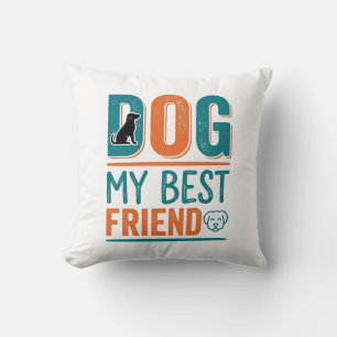 Dog My Best Friend Vintage Dog Lover Shirt Design_ Throw Pillow