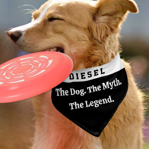 Dog Myth Legend   Funny Black White Caption Pet Bandana Collar