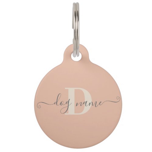 Dog Name and Initial Clay Monogrammed Pet ID Tag