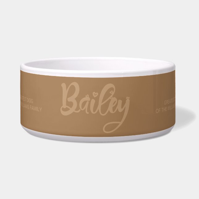 Dog Name Bailey Rustic Brown Bowl (Front)