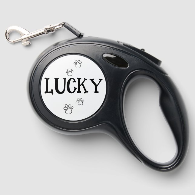 Dog Name Custom With Paws Retractable Pet Leash (Front)