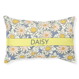 Dog Name Monogram And Daisy Pattern Pet Bed