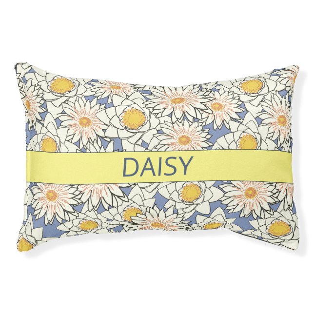 Dog Name Monogram And Daisy Pattern Pet Bed (Front)