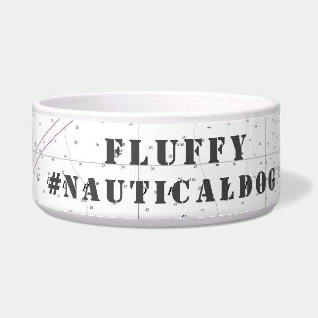Dog Name Nautical Florida Latitude Longitude Bowl (Left)