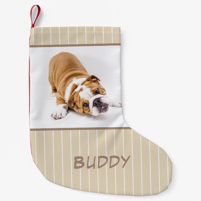 Dog Name Photo Personalized Puppy Small Christmas Stocking (Front)