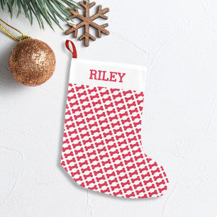 Dog Name Red Dog Bone Personalized Christmas Small Christmas Stocking