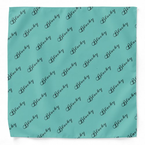 Dog name Turquoise Black Script Pattern Bandana - Dog name Turquoise Black Script Pattern Bandana. Modern turquoise with black script dog name pattern bandana. Name pattern in a black script - personalize the bandana with your dog or cat`s name.