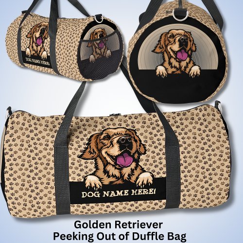 Dog Name Your Name Golden Retriever  Paws Duffle Bag